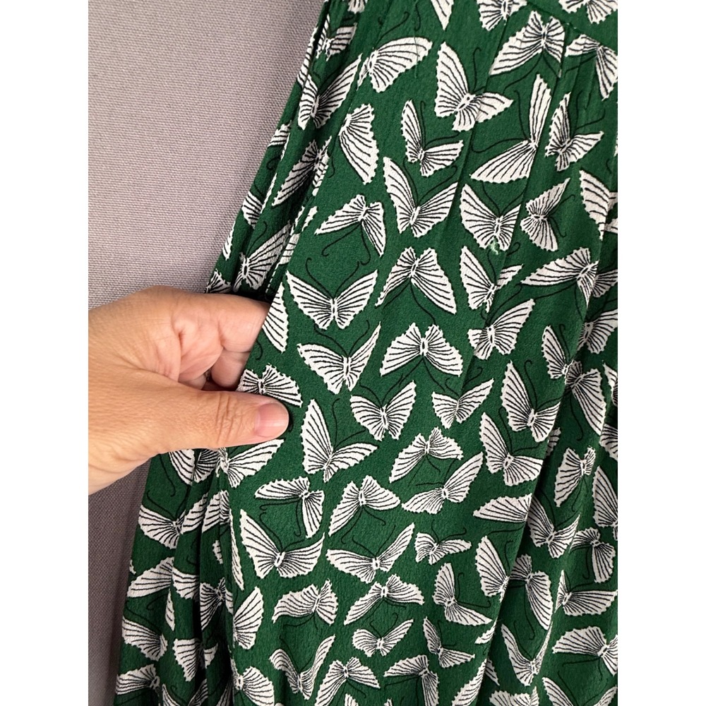 Maeve Acker Wide Leg Pants Womens XS S Green Butterfly Print Anthropologie - Picture 3 of 11